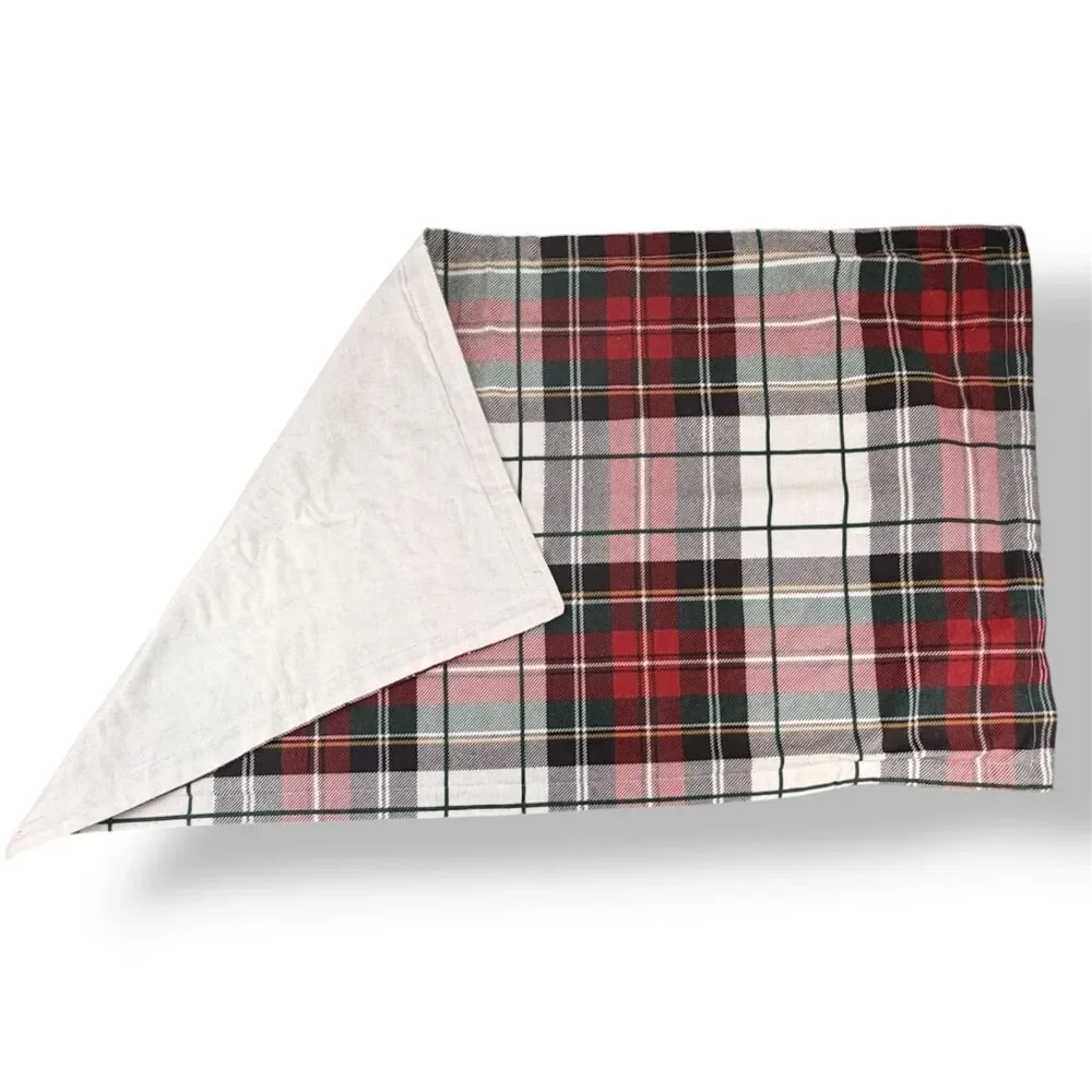 Brooks Brothers Tartan Plaid Flannel King Size Pillow Shams Red Black & White